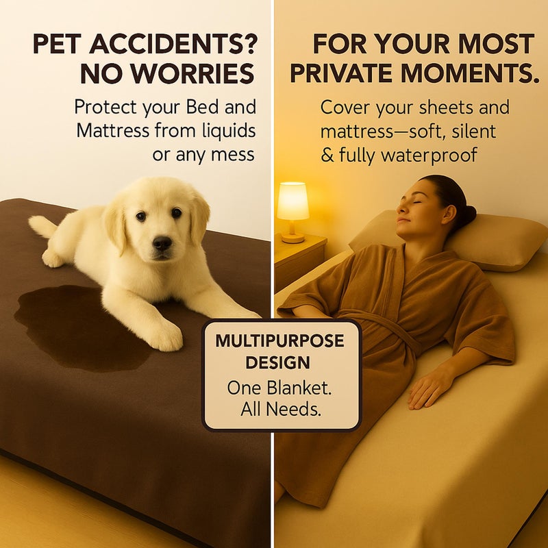 Callarome Waterproof Blanket for Bed or Couch â€“ Soft and Leakproof Waterproof Throw Blanket, Water Proof & Stain Resistant Easy to Clean Throw Blanket Cover for Adults or Pets, Reversible Brown 80â€x90â€ - Image 3
